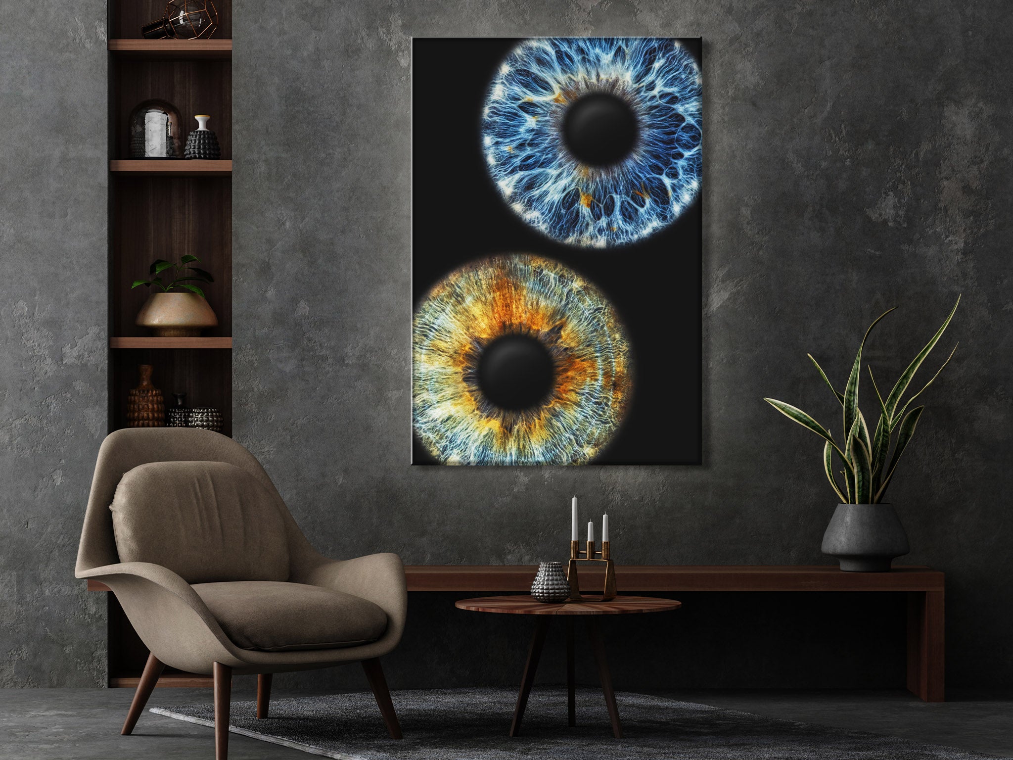 Doppelfoto von zwei Iriden als Wandbild