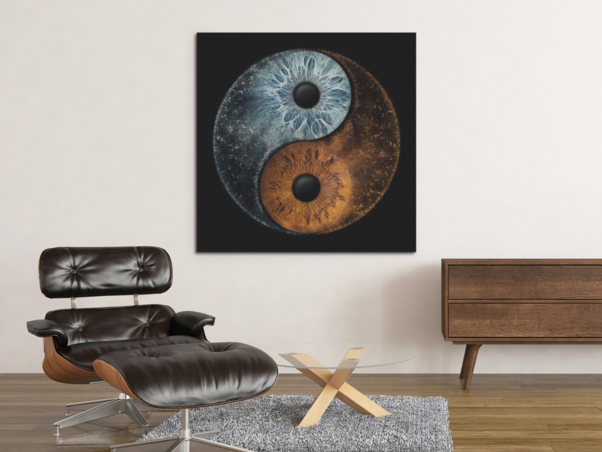 YinYang Wandbild mit zwei Iriden als Motiv