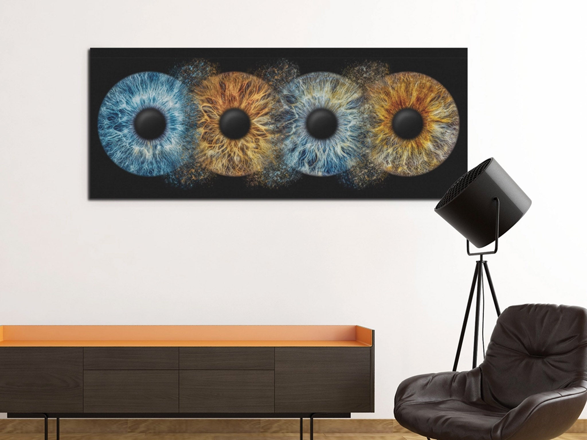 Vier Irisfotografien mit Panorama Format
