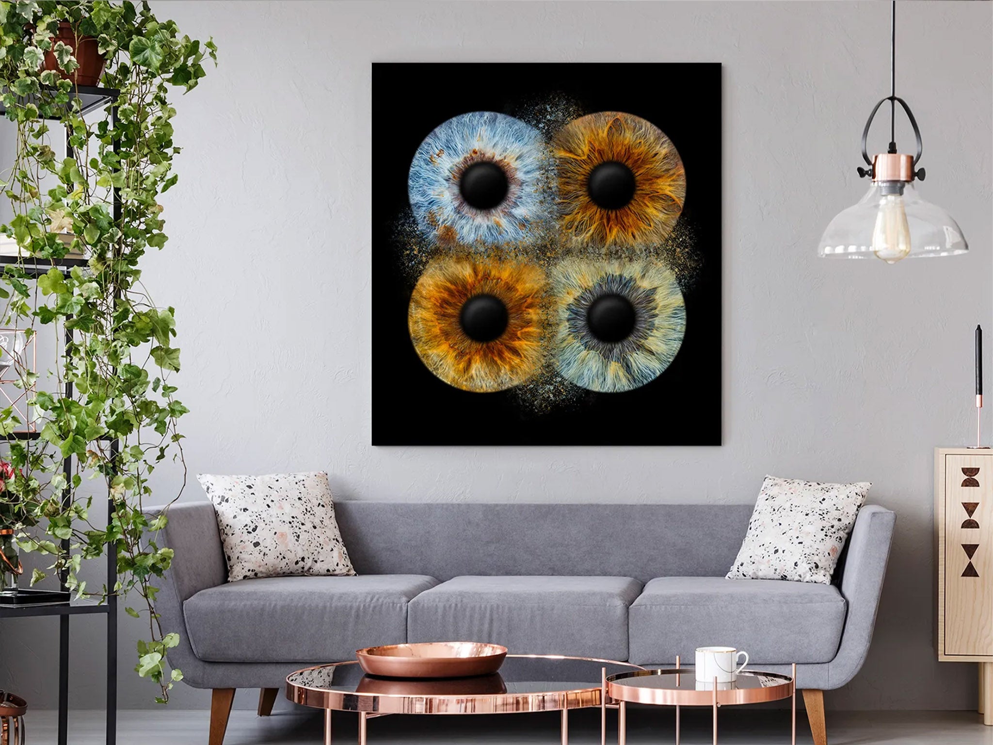 Vier Iriden im Quadrat angeordnet als Wandbild