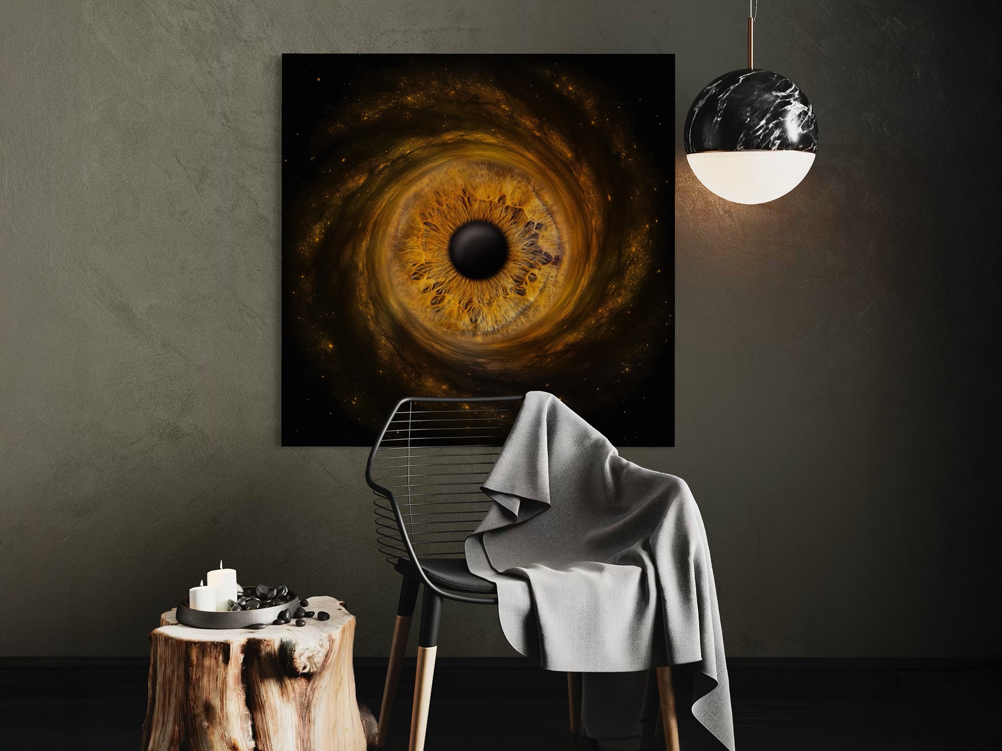 Irisfotografie als Wandbild mit Galaxy Motiv